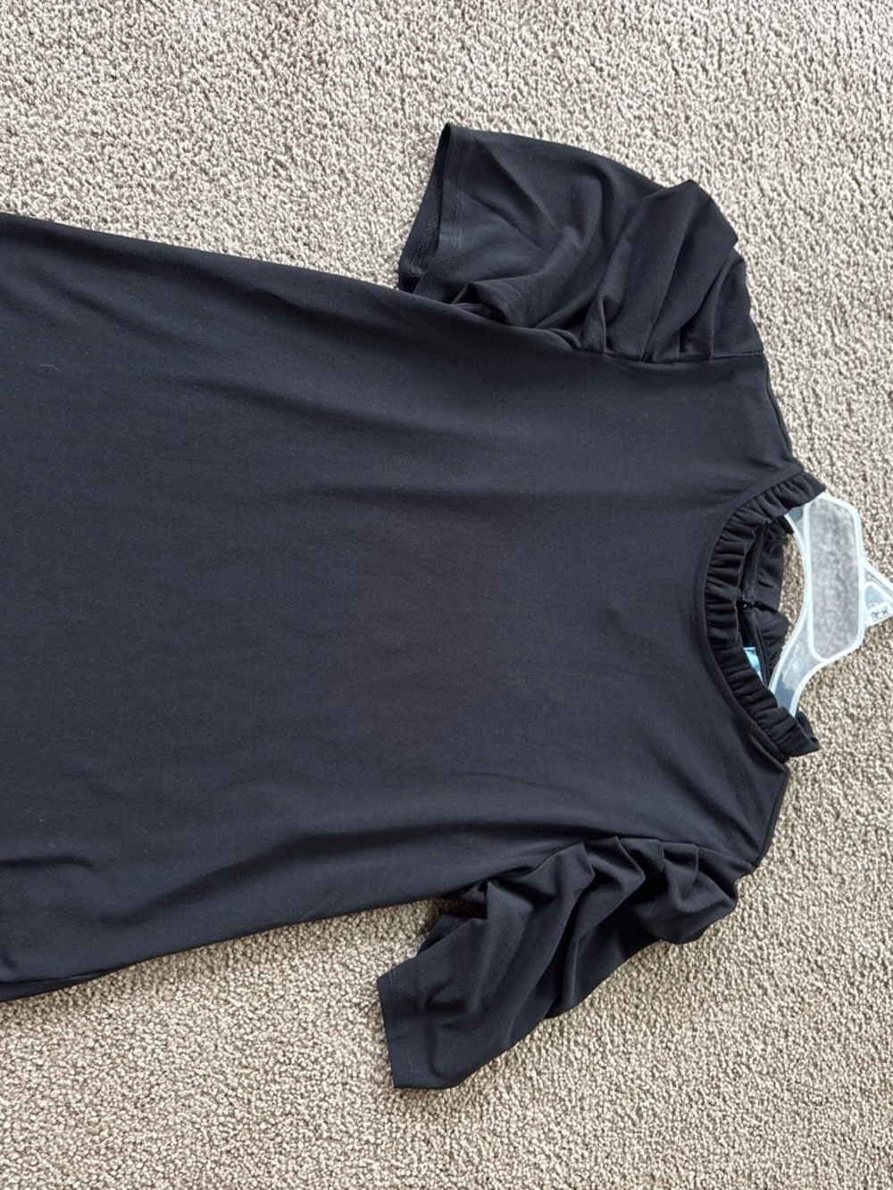 CeCe Black Ruffle Neck & Puff Sleeve Tee